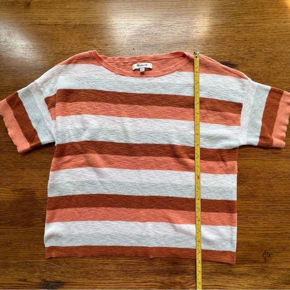 ⭐️ Madewell Striped Rust Orange Gray White Striped Short Sleeve Sweater XXS - Picture 9 of 10